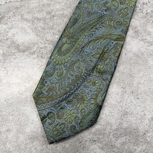 BEAU BRUMMEL 100% Silk Tie Mens OS Green Paisley China Necktie 59x3.5" Jacquard